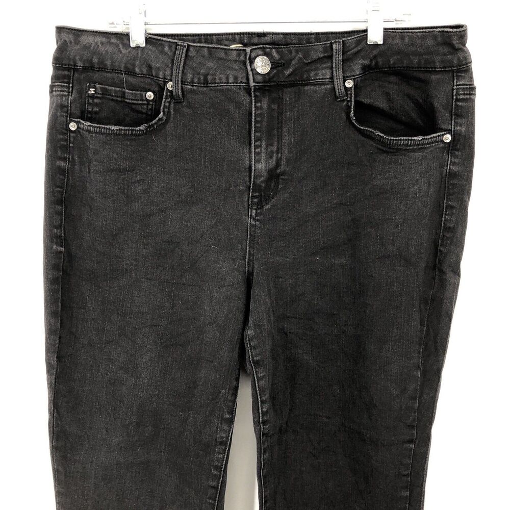 Seven7 Mid Rise Ankle Boot Metal Grommets Black Denim Jeans 16W (38x28)